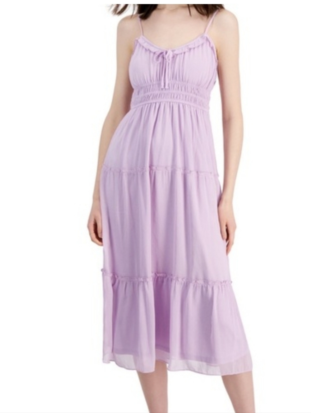 Hippie Rose Chiffon Lurex Midi Dress In Lavender Lily